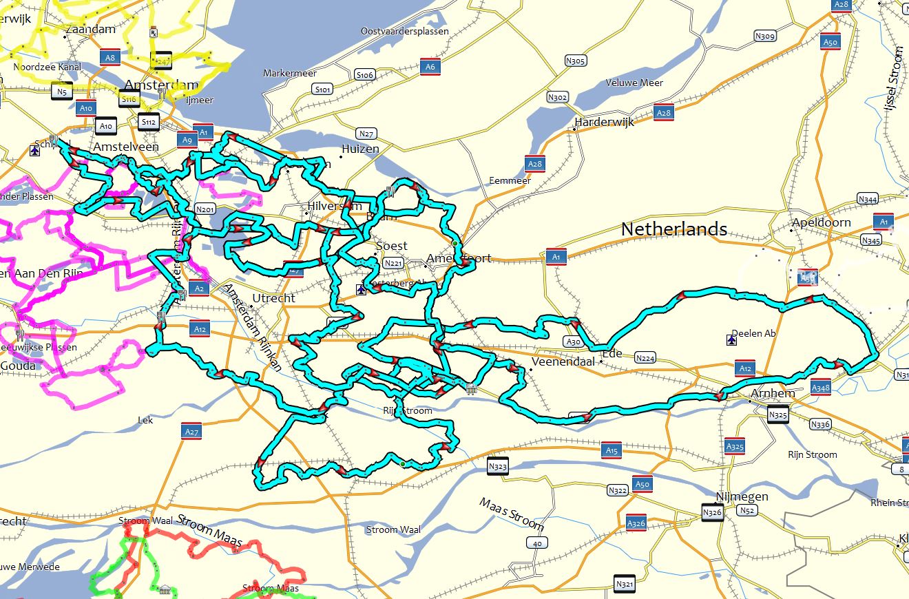 routes in midden Nederland