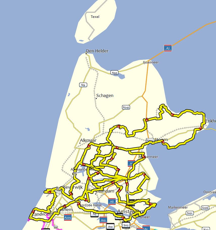 routes in noordwest Nederland