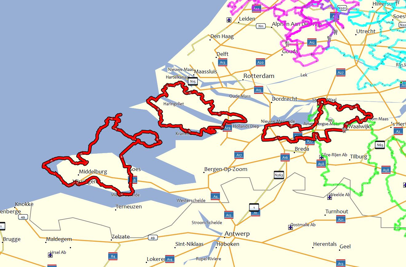 routes in zuidwest Nederland